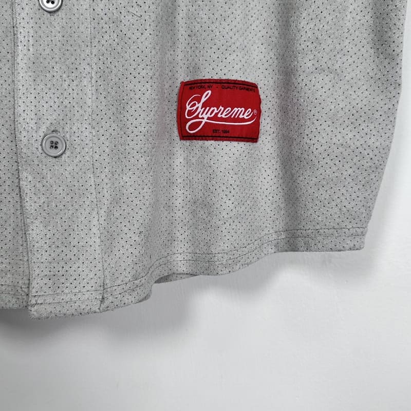 Camiseta Supreme Ultrasuede Mesh Baseball Cinza