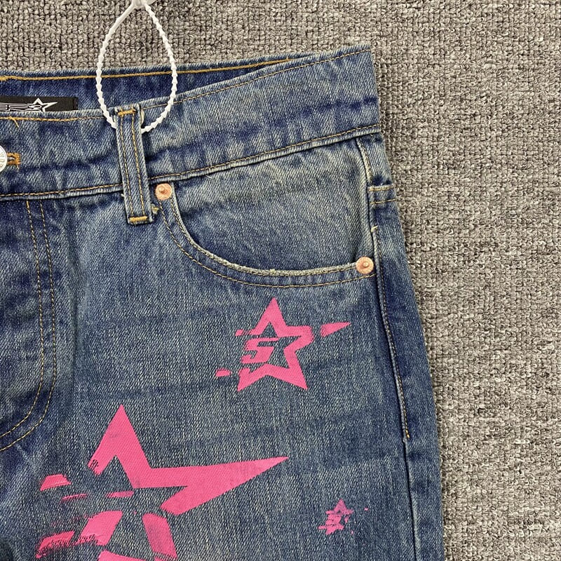 Calça Jeans Sp5der Pink Stars