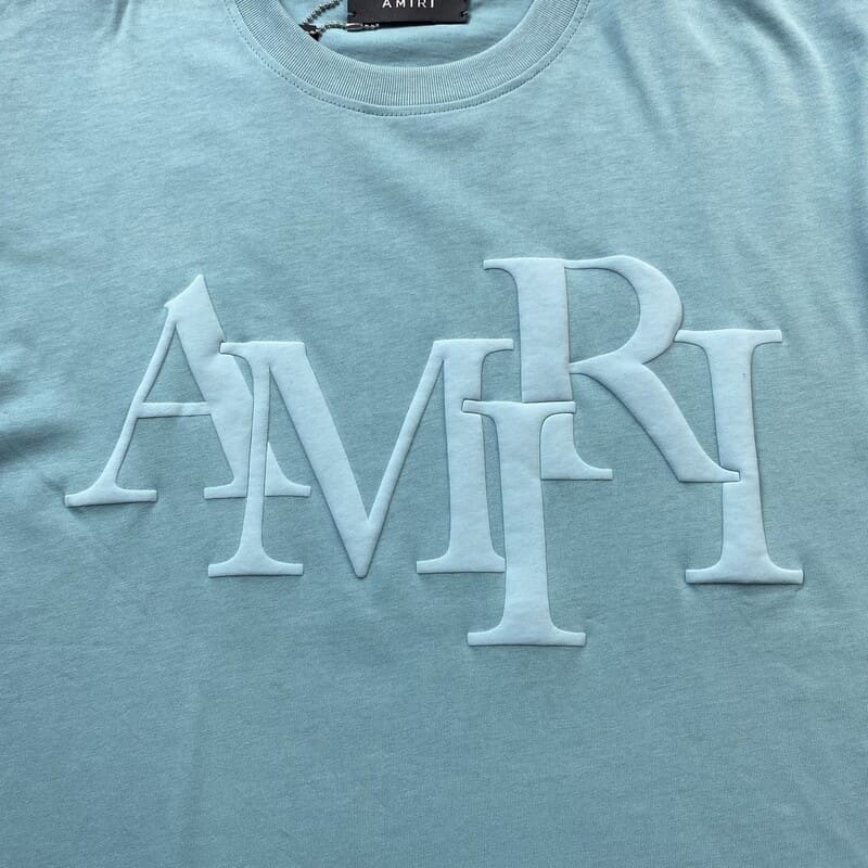 Camiseta Amiri Staggered Logo Azul