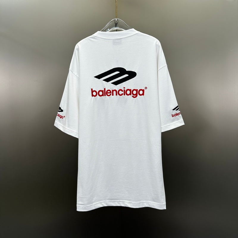 Camiseta Balenciaga Logo Embroidered Branca