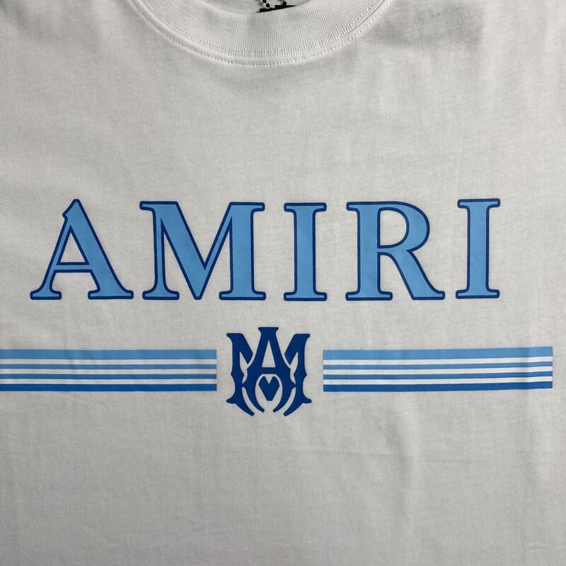 Camiseta Amiri Bar Logo Branca/Azul