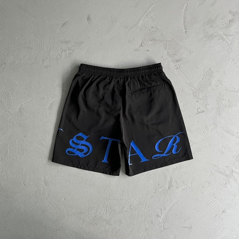 Shorts Trapstar Script Swimming Black/Dazzling Blue