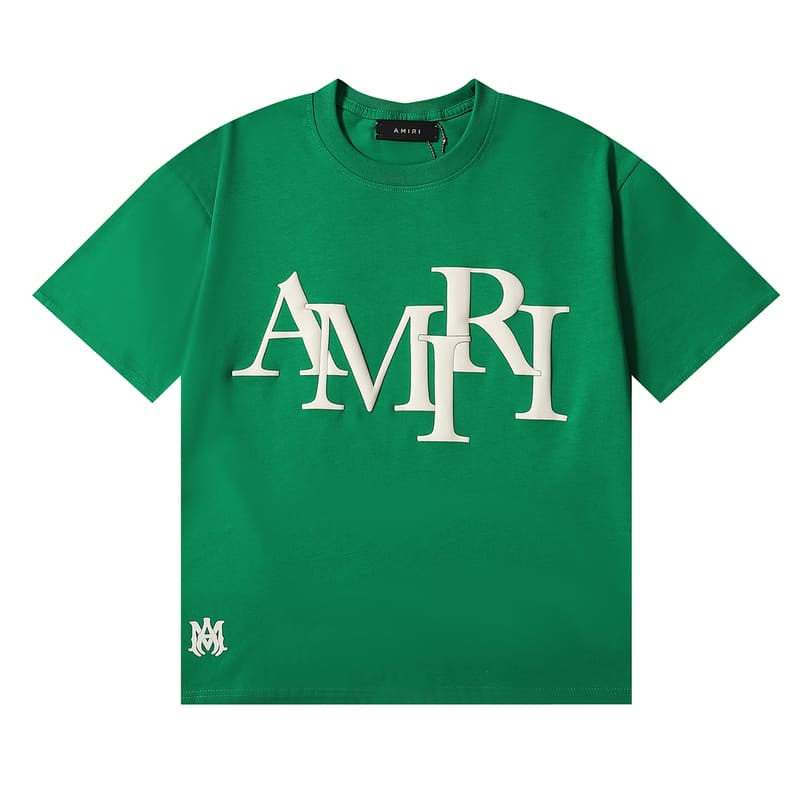 Camiseta Amiri Staggered Logo Verde