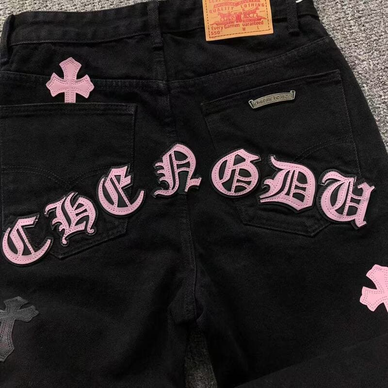 Calça Jeans Chrome Hearts Cross Pink