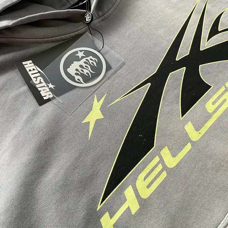 Moletom Hellstar Logo Flame Grey/Green