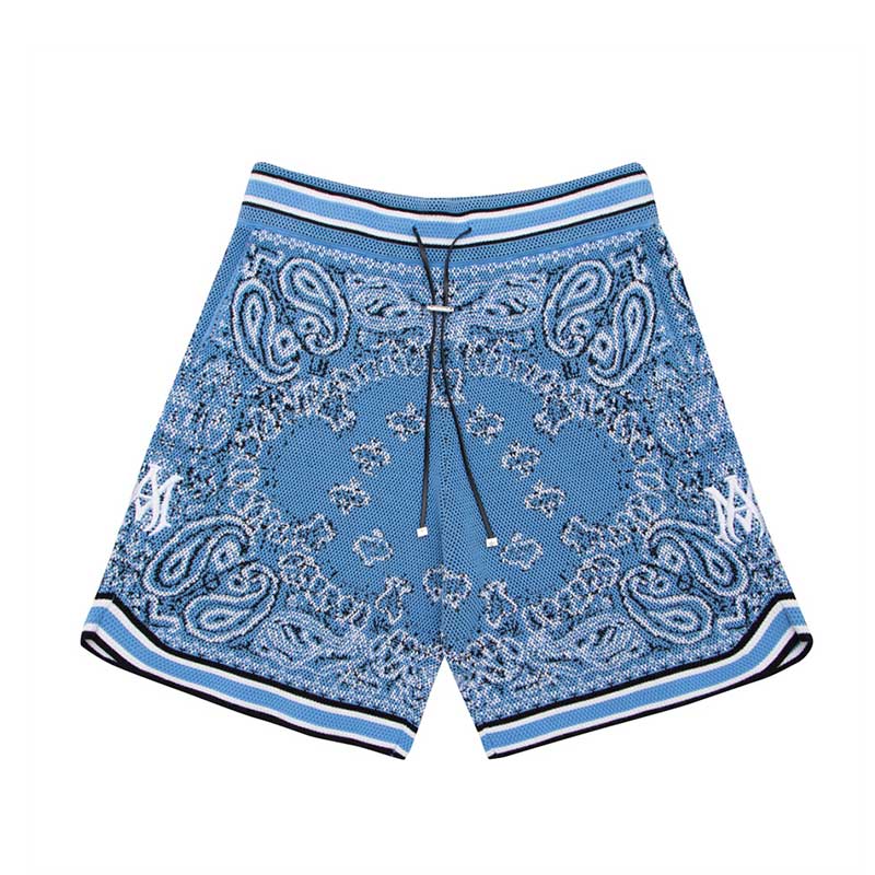 Pronta Entrega - Amiri Bandana Crochet Basketball Shorts Blue