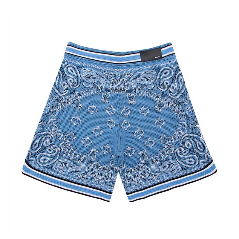 Pronta Entrega - Amiri Bandana Crochet Basketball Shorts Blue