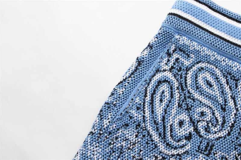 Pronta Entrega - Amiri Bandana Crochet Basketball Shorts Blue